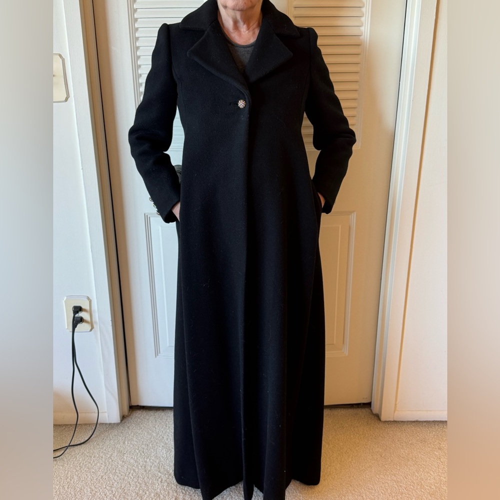 Studio Six -Vintage Elegant Full Length Black Wool Coat